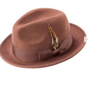 Montique Men’s BROWN 2" Snap Brim Crushable Felt Wool Fedora Hat H10
